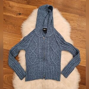 Vintage It's Our Time Heather Blue Hooded Cardigan